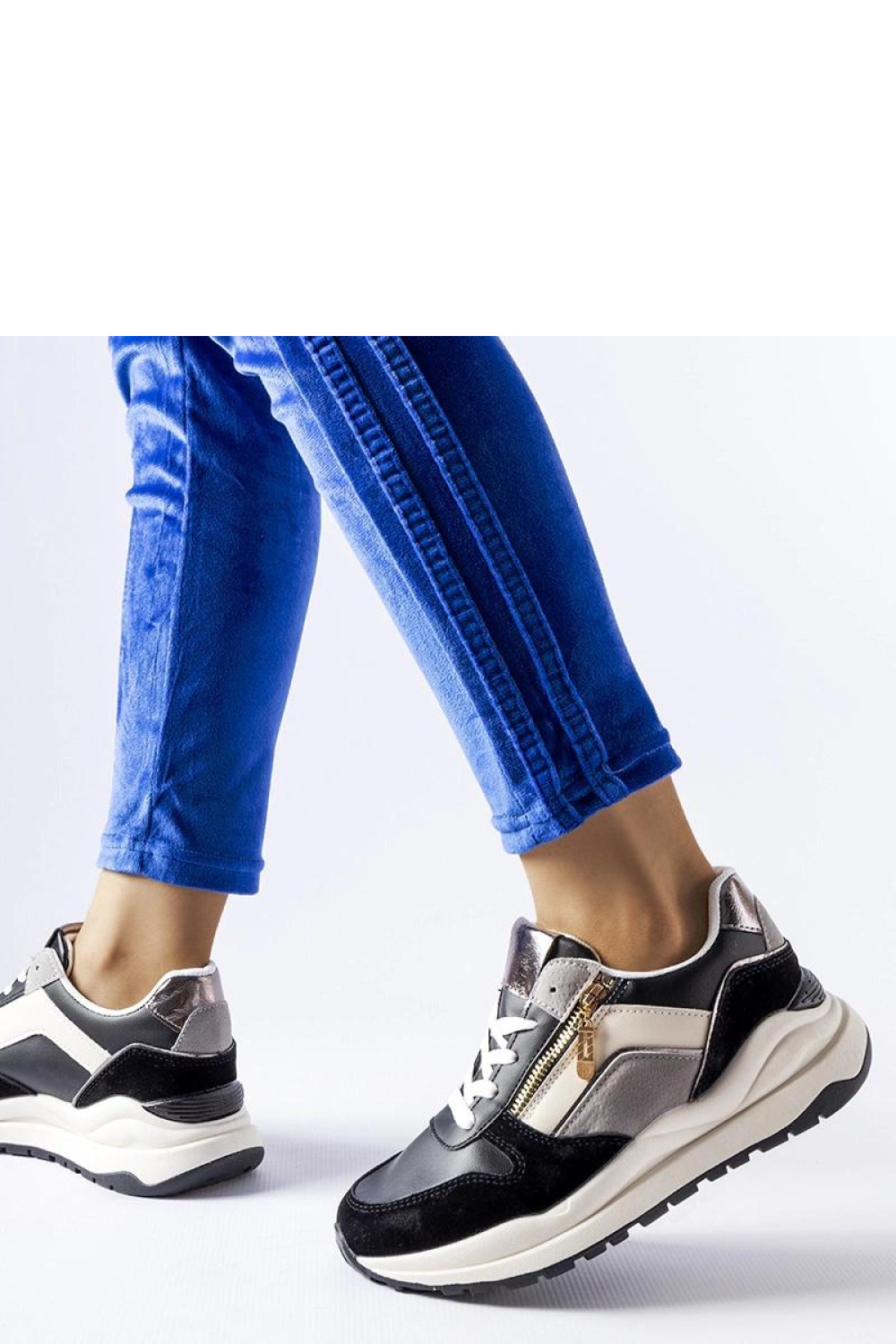 Biało-czarne sneakersy Cecchi - Solea - obrazek 3