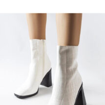 Białe botki z imitacją skóry krokodyla Belluci – Solea