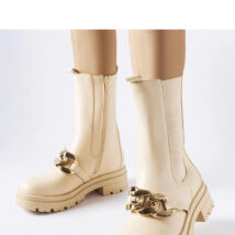 Beżowe botki z łańcuchem Thierry – Solea