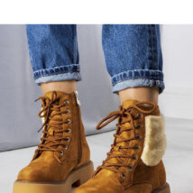 Brązowe ocieplane botki z futerkiem Bernar – Solea