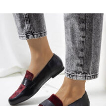 Czarno bordowe półbuty damskie Kolk – Solea