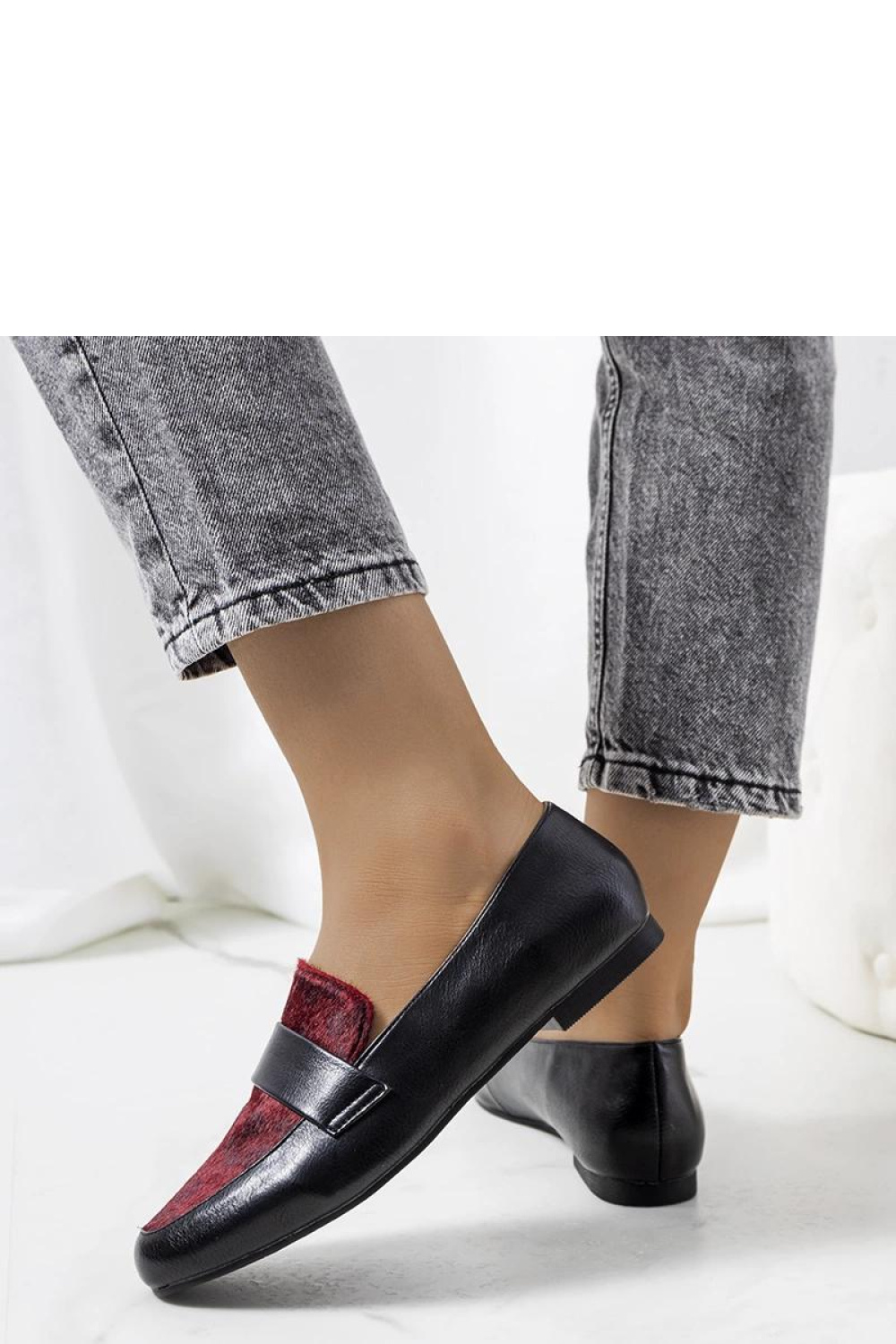 Czarno bordowe półbuty damskie Kolk - Solea - obrazek 3