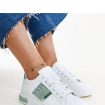 Biało-zielone sneakersy z cyrkoniami Giulia – Solea