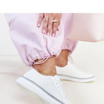 Biało-szare ażurowe tenisówki Biserka – Solea