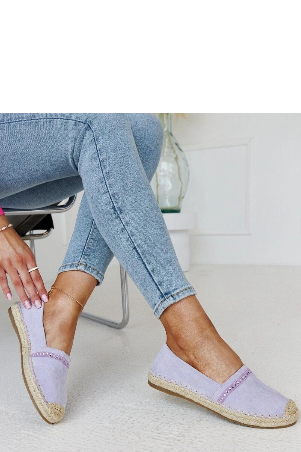 Fioletowe espadryle z cyrkoniami Abia - Solea - obrazek 3