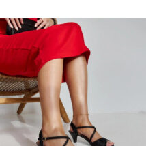 Sandał Czarne błyszczące sandały na szpilce Tomica – Solea