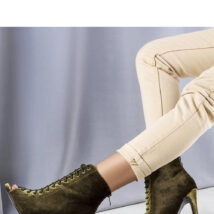 Zielone eleganckie szpilki z cholewką Amora – Solea