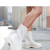 Beżowe skarpetkowo-lakierowane botki Albertina – Solea