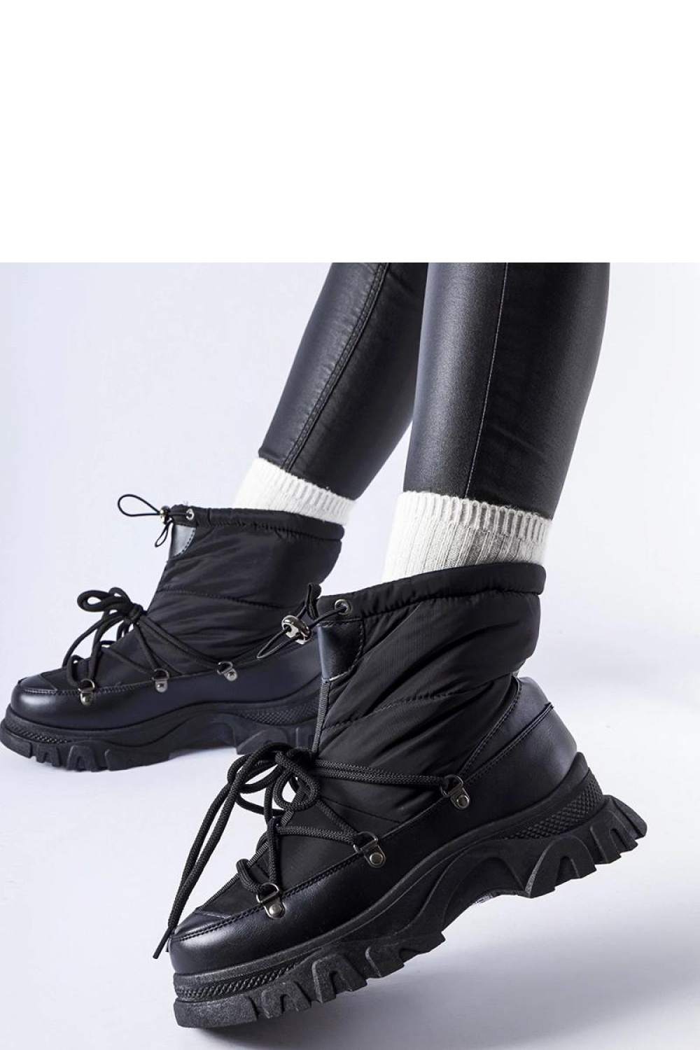 Czarne ocieplane śniegowce Aubine - Solea - obrazek 3