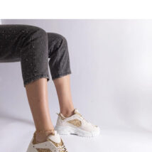 Beżowe sneakersy damskie z brokatowymi wstawkami Caraballo – Solea