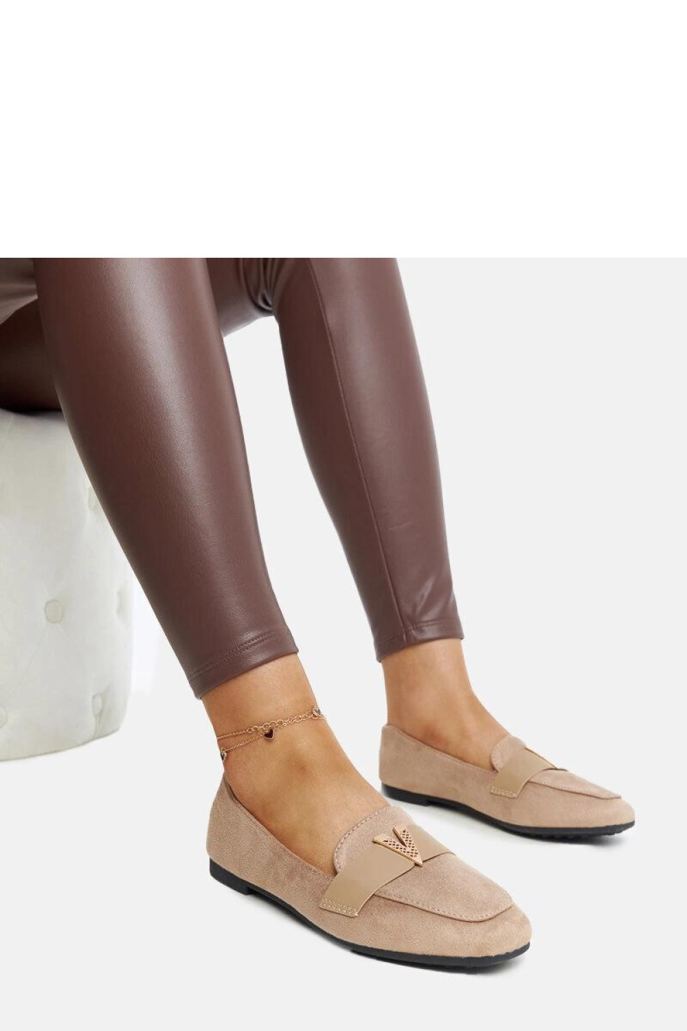 Brązowe mokasyny z ozdobą Namal - Solea - obrazek 4