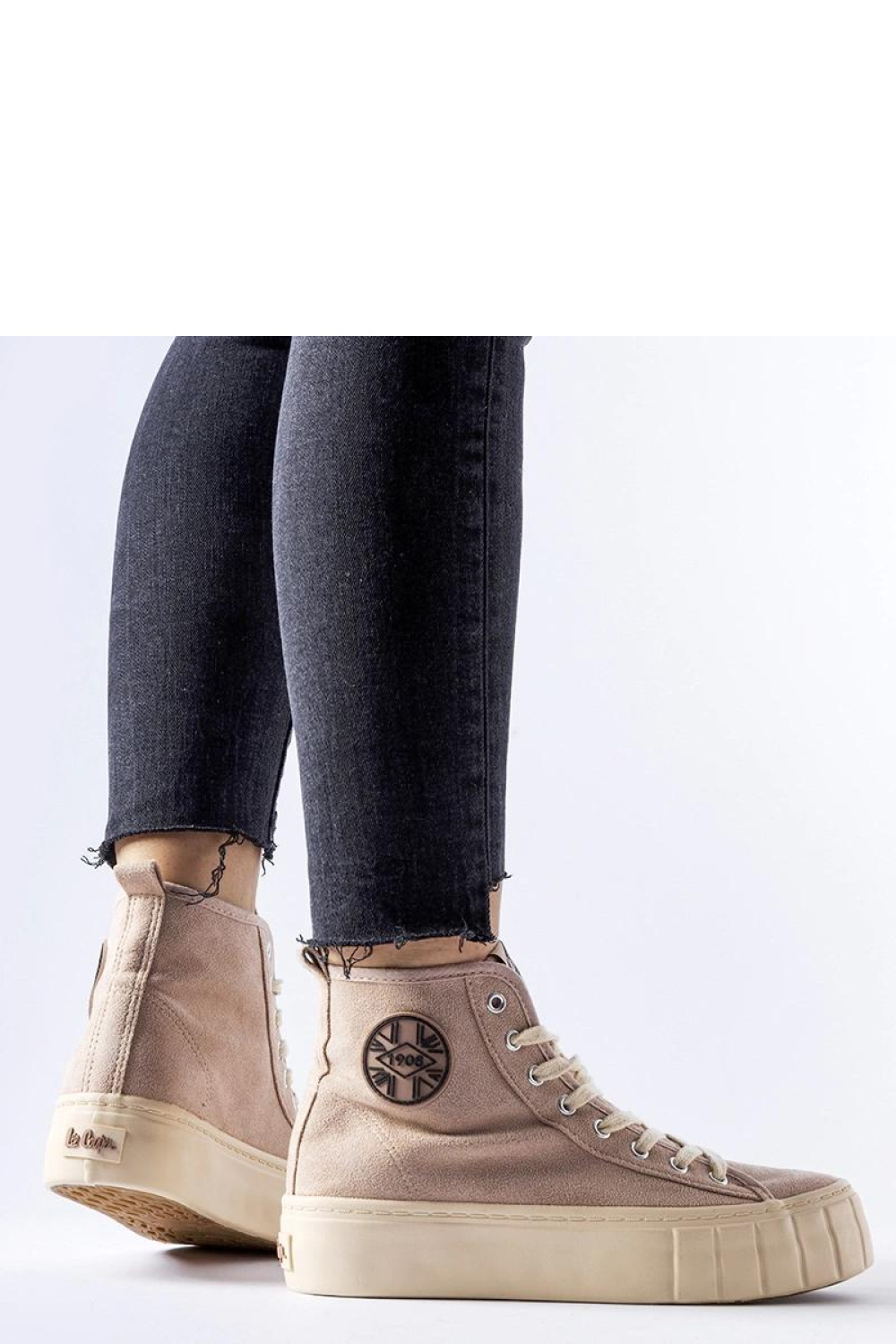 Beżowe trampki Lee Cooper LCJ-22-31-1434L - Solea - obrazek 3