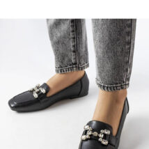 Czarne mokasyny z cyrkoniami Marechal – Solea