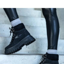 Czarne traperki na grubej podeszwie z futerkiem Best – Solea