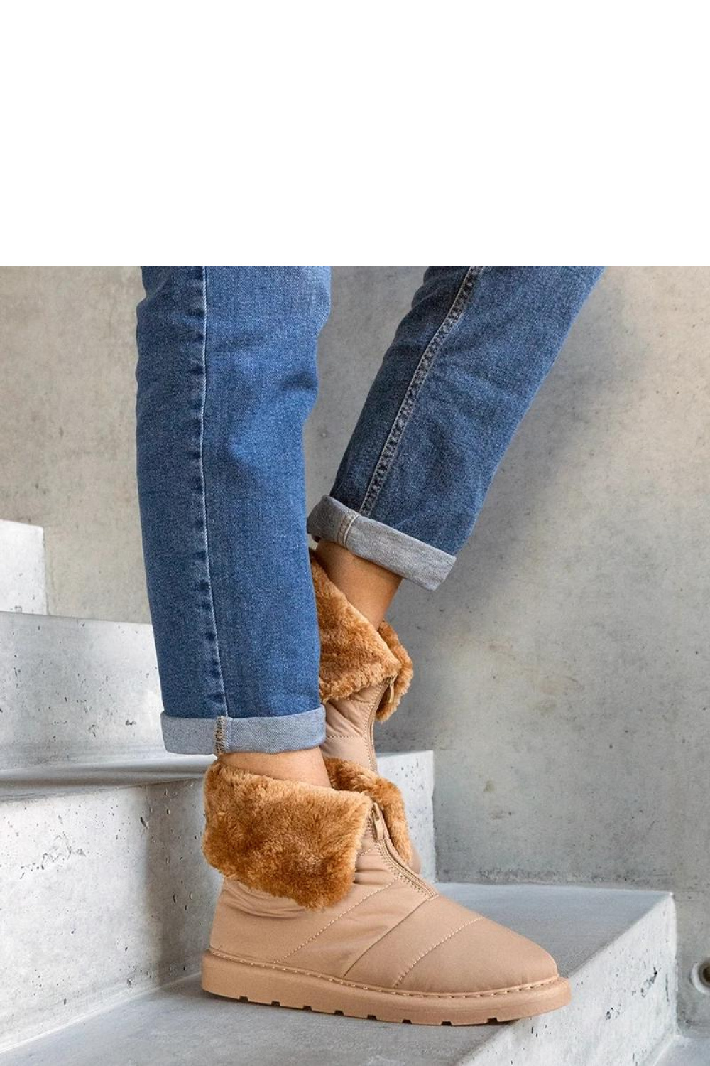 Beżowe ocieplane śniegowce z kołnierzem Edidda - Solea - obrazek 2