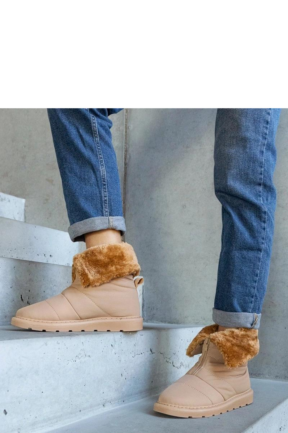 Beżowe ocieplane śniegowce z kołnierzem Edidda - Solea - obrazek 3