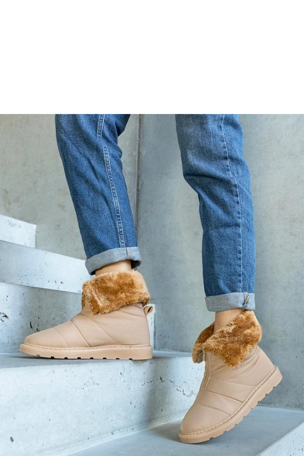 Beżowe ocieplane śniegowce z kołnierzem Edidda - Solea - obrazek 4