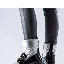 Czarno-srebrne lakierowane śniegowce Winter – Solea