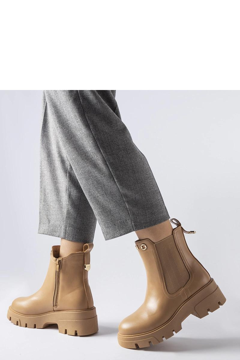 Beżowe ocieplane ozdobne botki Federica - Solea - obrazek 2