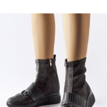 Szare skarpetkowe botki na koturnie Colonnata – Solea