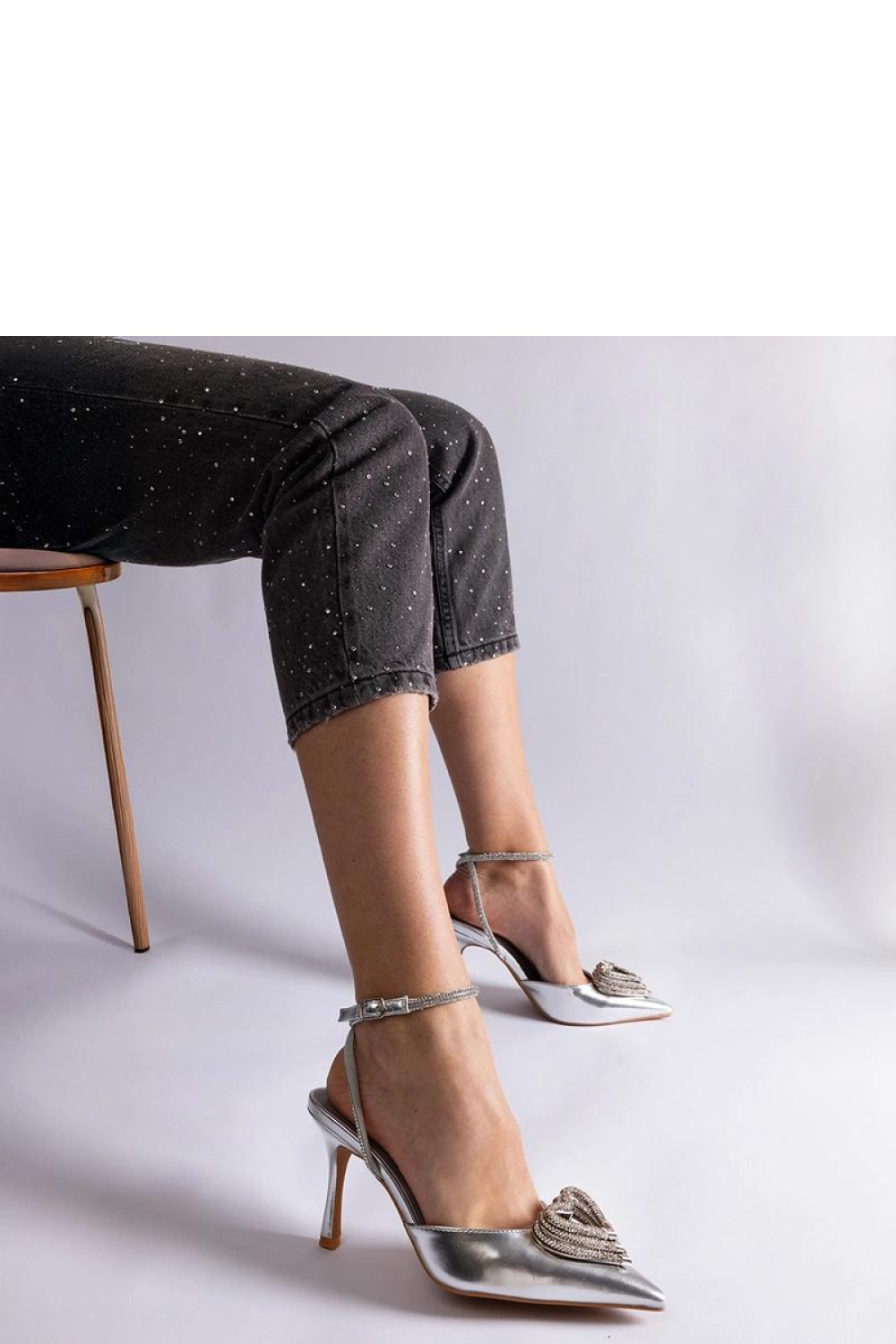 Srebrne szpilki z odkrytą pięta zdobione cyrkoniami Isoda - Solea - obrazek 2