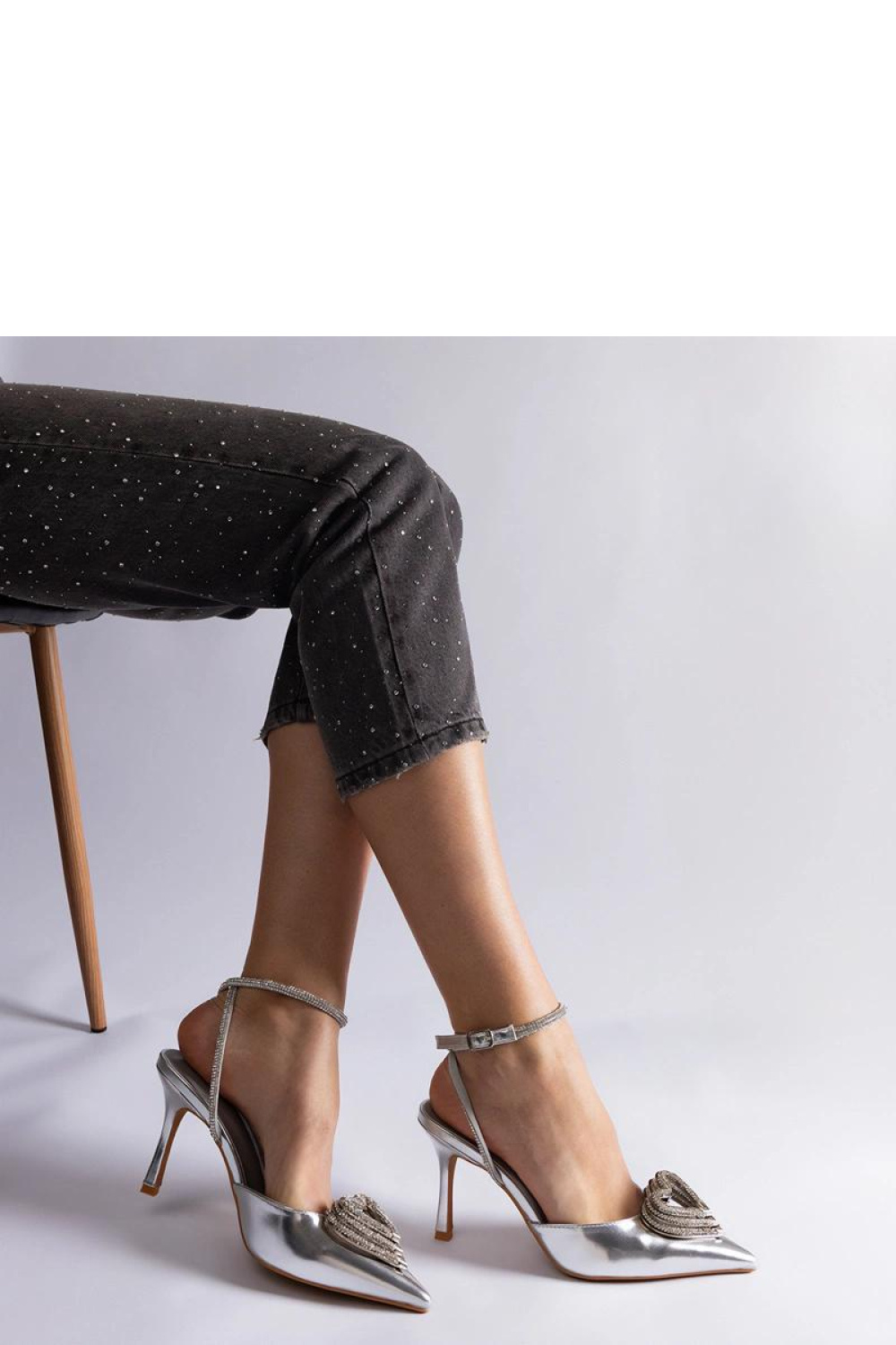 Srebrne szpilki z odkrytą pięta zdobione cyrkoniami Isoda - Solea - obrazek 3