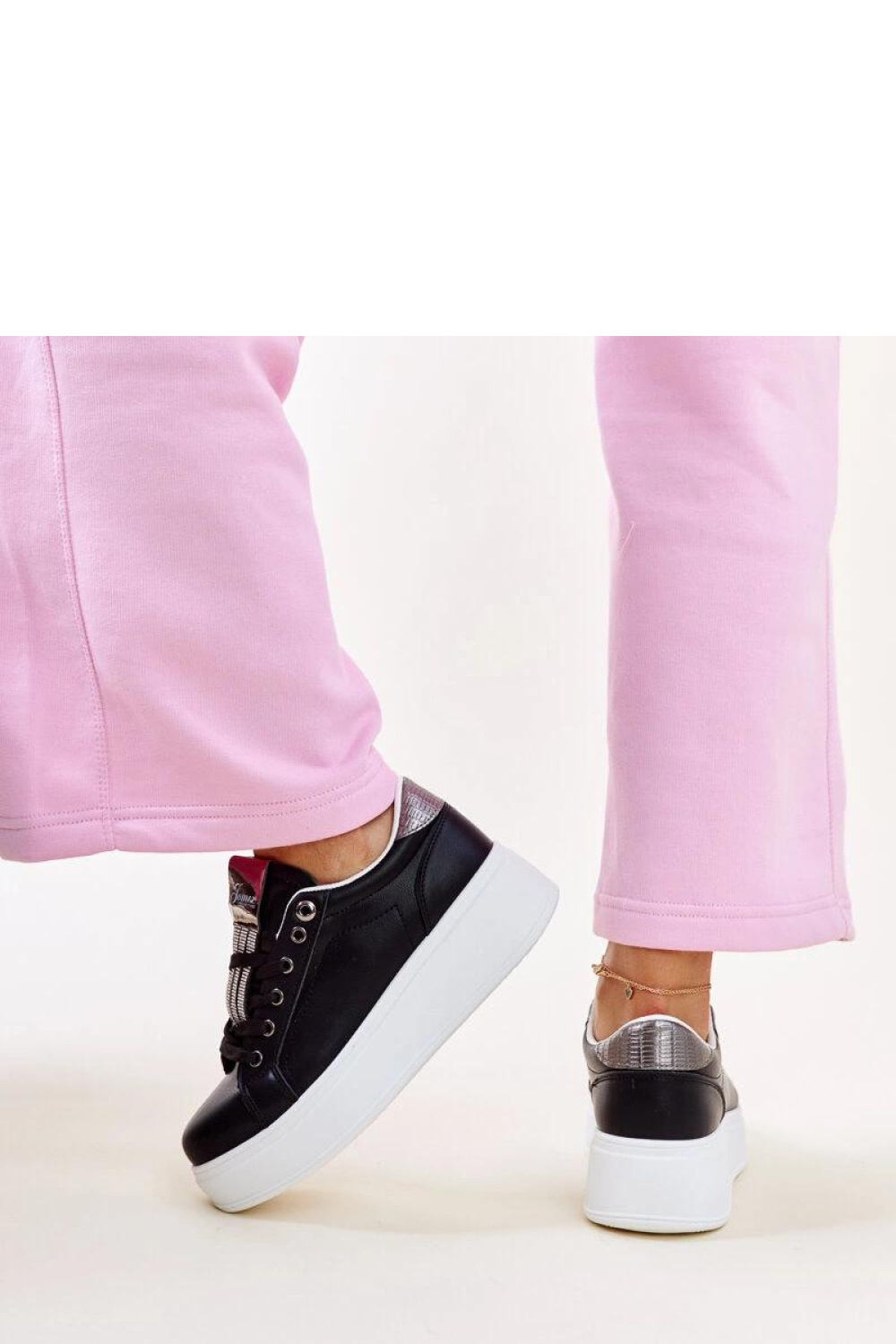 Czarno-srebrne sneakersy z cyrkoniami Maurizia - Solea - obrazek 5