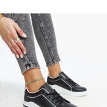 Czarne sneakersy ażurowe z brokatem Zorka – Solea