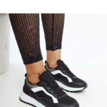 Czarne sneakersy na platformie z brokatem Evelia – Solea