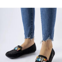 Czarne mokasyny z ozdobnymi błyskotkami Fusco – Solea