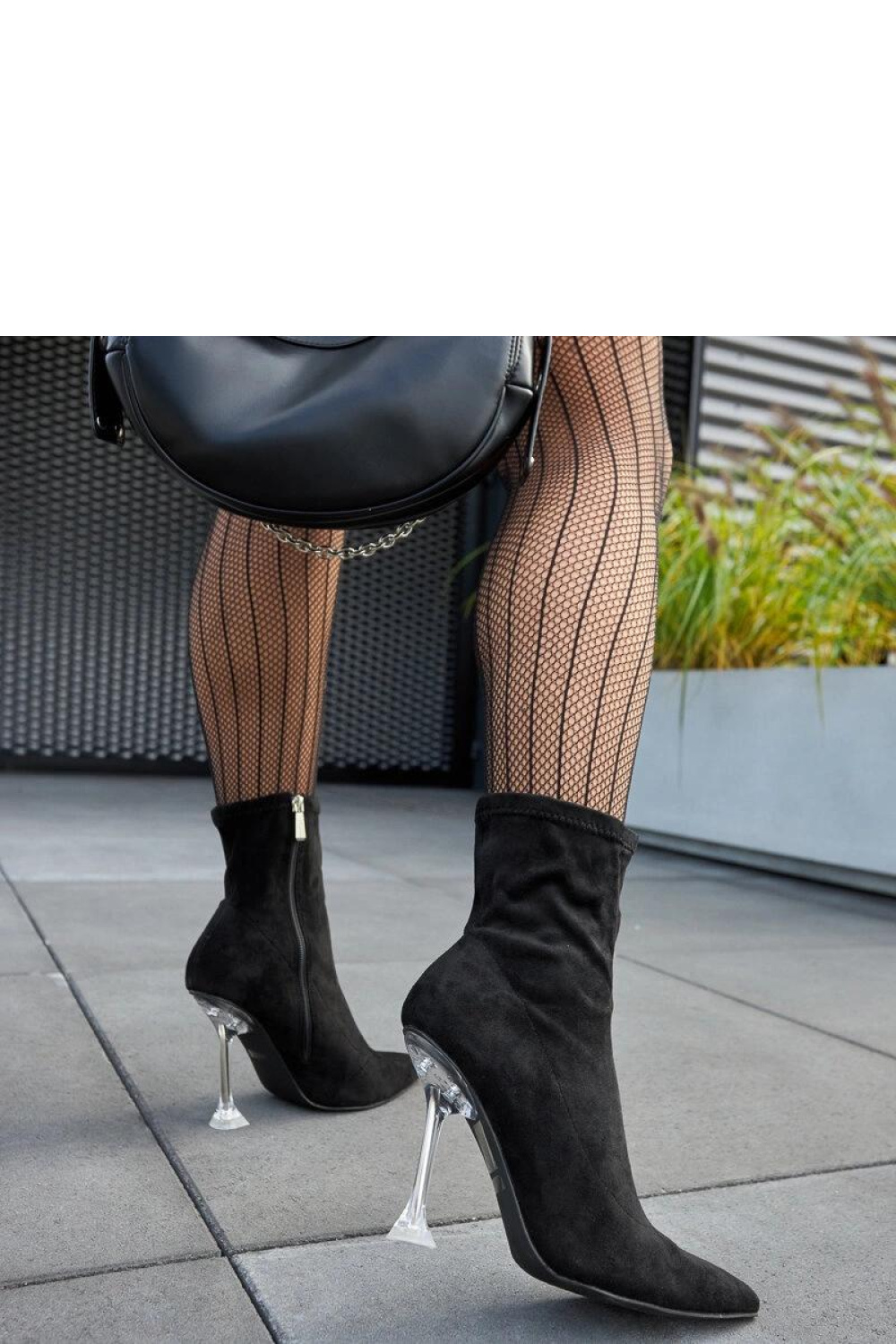 Czarne botki na ozdobnym obcasie Ferguson - Solea - obrazek 4