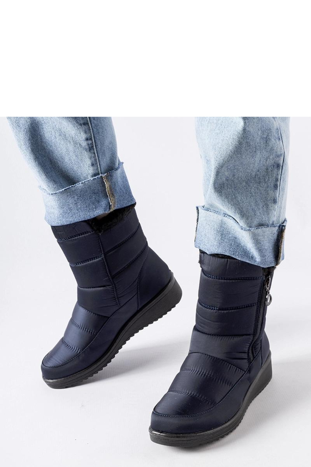 Granatowe śniegowce na niskiej koturnie Mount - Solea - obrazek 2