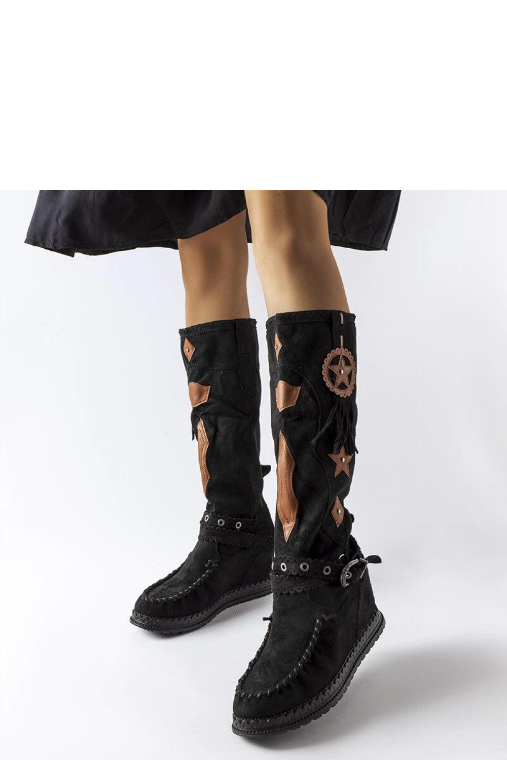 Czarne kozaki w stylu boho Putignano - Solea - obrazek 3