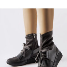 Szare skarpetkowe botki na koturnie Spoleto – Solea