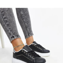 Czarne sneakersy z ozdobnymi cyrkoniami Perica – Solea