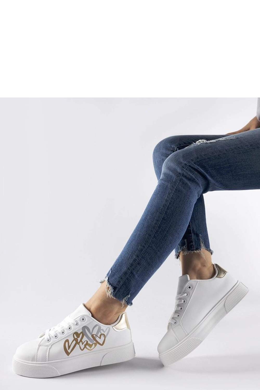 Biało-złote sneakersy na platformie Montclair - Solea - obrazek 3