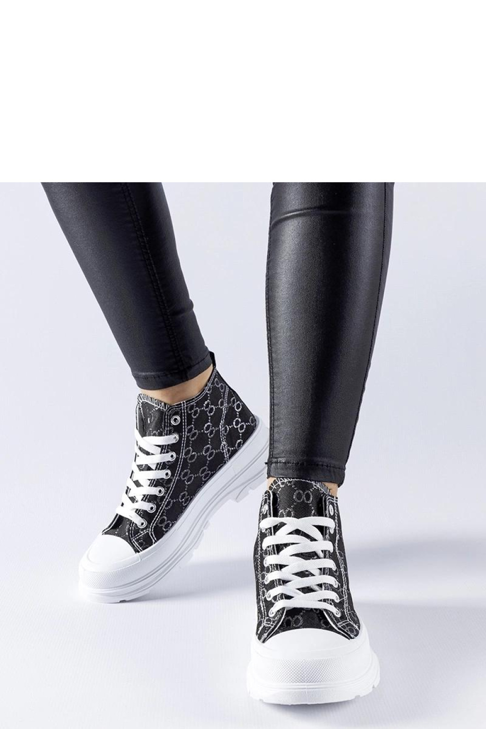 Czarne trampki zdobione monogramem Terenzio - Solea - obrazek 4