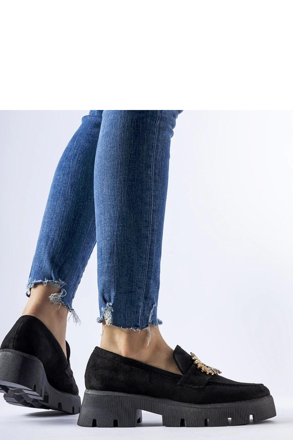 Czarne mokasyny ozdobione klamerką Stanislas - Solea - obrazek 2