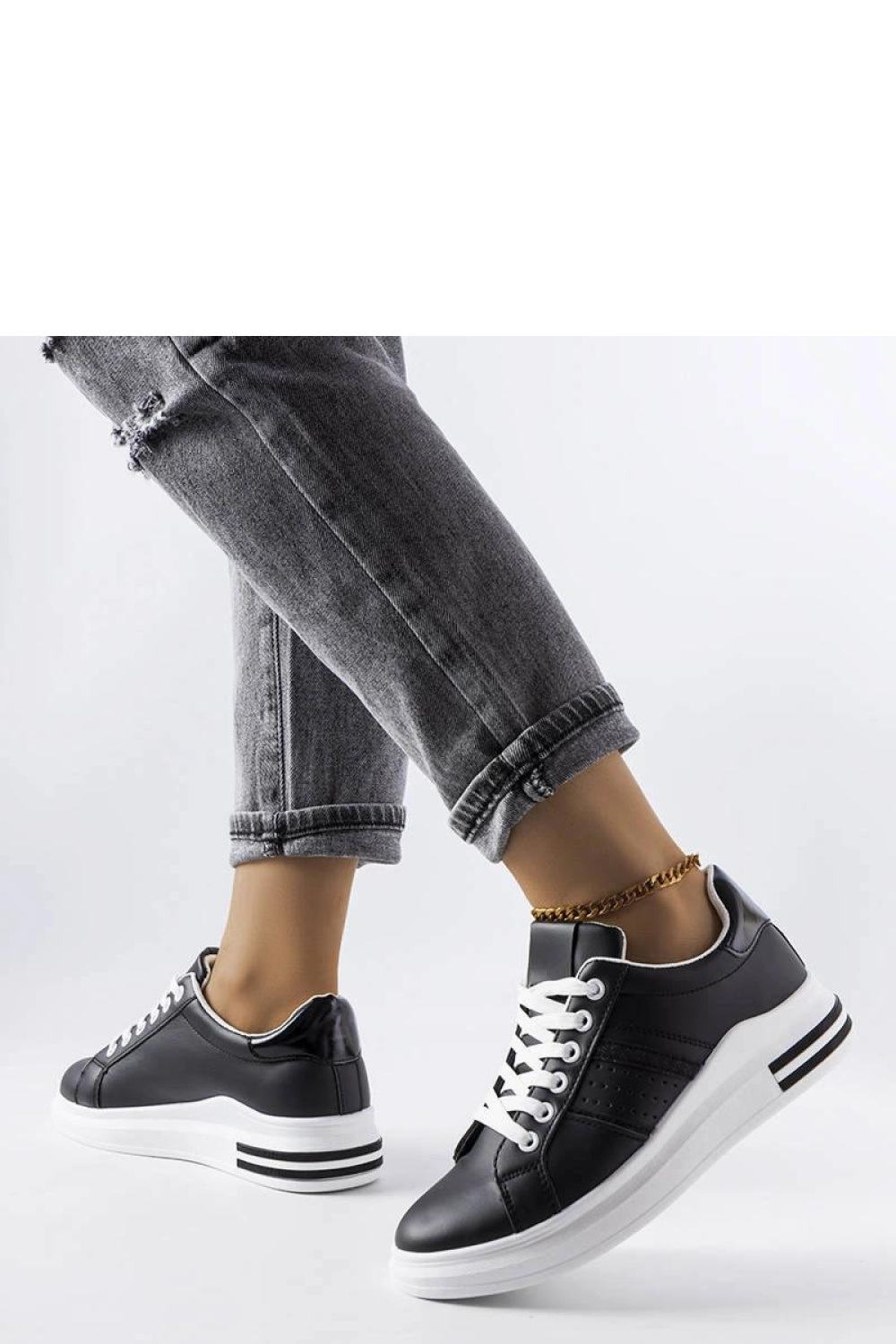 Czarne sneakersy na platformie Lanoie - Solea - obrazek 3