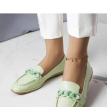 Zielone mokasyny zdobione łańcuchem Bobbie – Solea