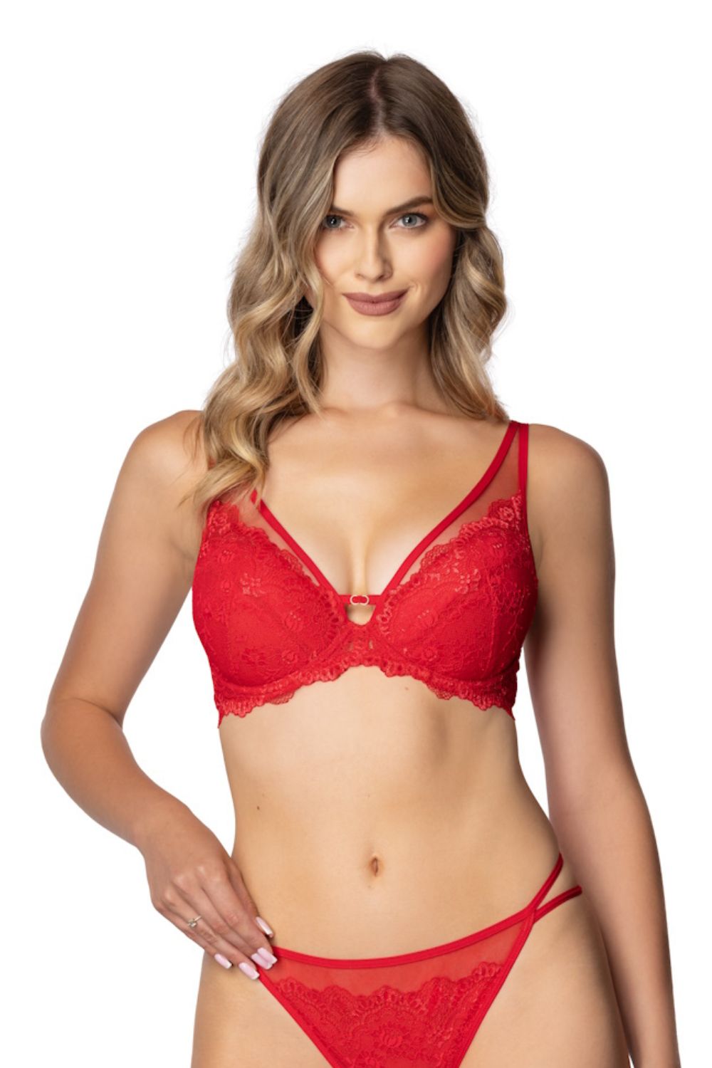 Biustonosz push up Biustonosz Push-up Model Kisses M-4026/11 Red - Mat - obrazek 3
