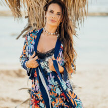 Szlafrok Damski Model Edna Navy/ Wzór – Eldar