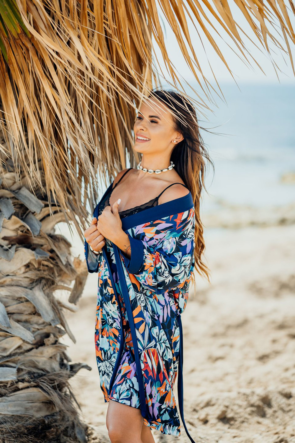 Szlafrok Damski Model Edna Navy/ Wzór - Eldar - obrazek 2