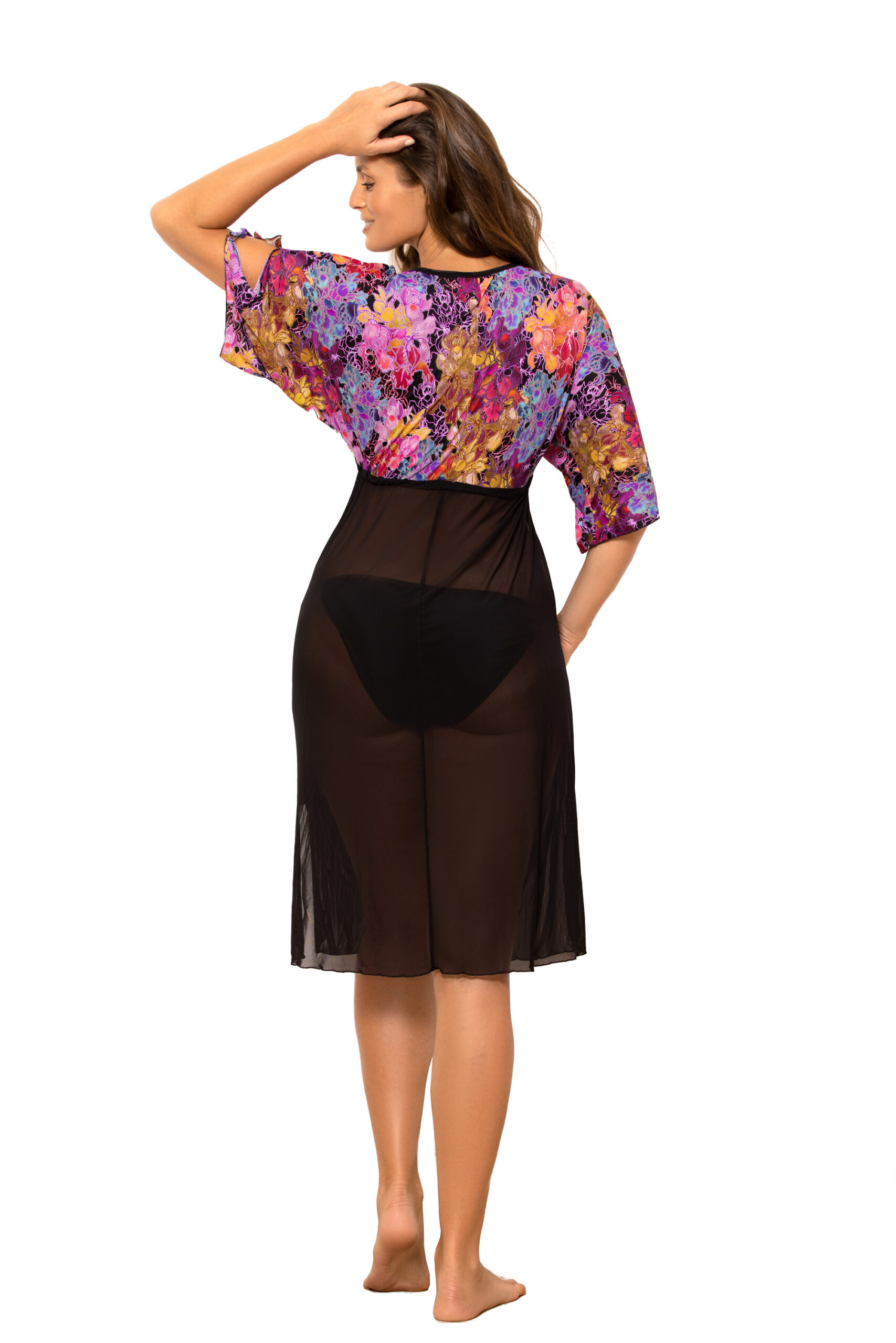 Sukienka Plażow Tunika Model Vivijen M-651 Violet/Black - Marko - obrazek 3