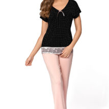 Piżama Damska Model Iris Black/Powder Pink – Babella