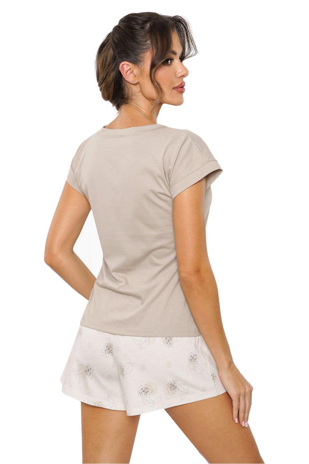 Piżama Damska Model Sandi short Beige - Donna - obrazek 2