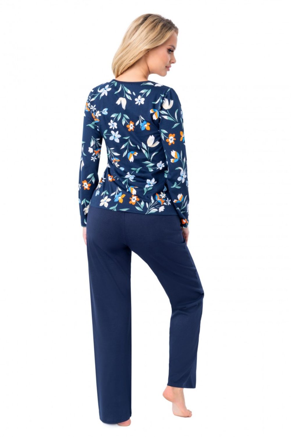 Piżama Damska Model Caroline Long Navy - Donna - obrazek 2