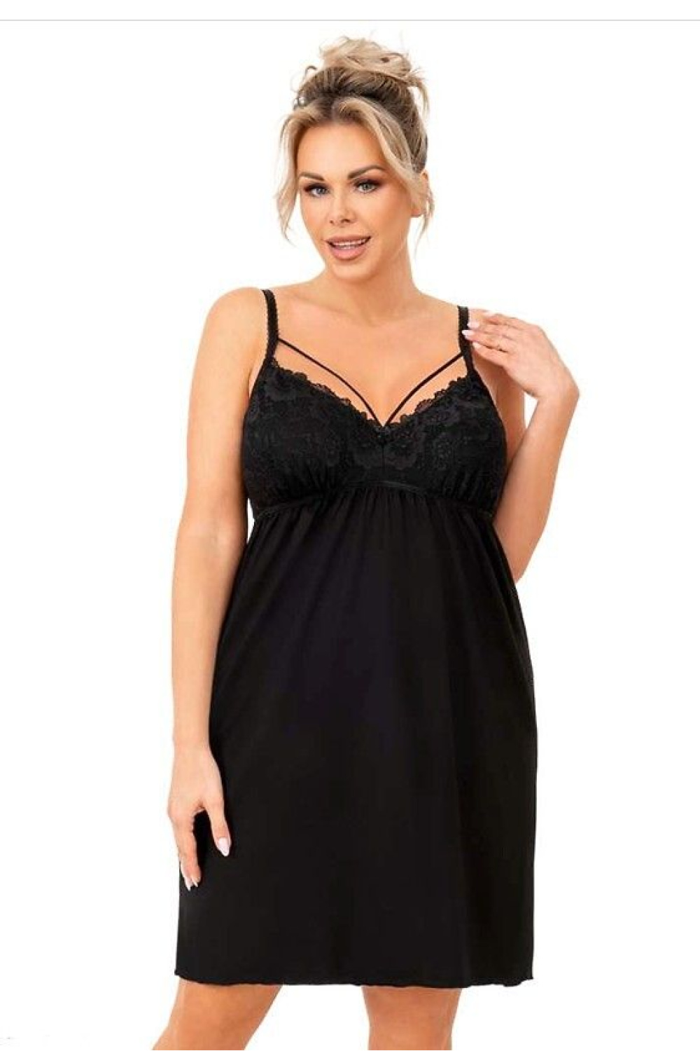 Koszulka nocna Koszula Nocna Model Sylvia Plus Size Black - Donna