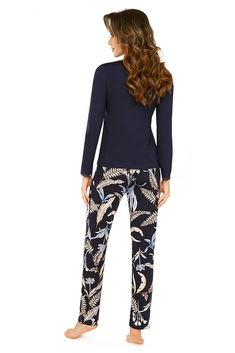 Piżama Damska Model Helen Long Dark Blue - Donna - obrazek 2