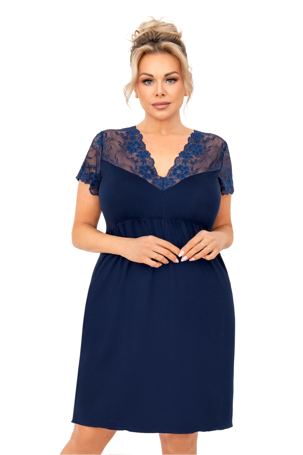 Koszulka nocna Koszula Nocna Model Livia Plus Size Dark Blue - Donna